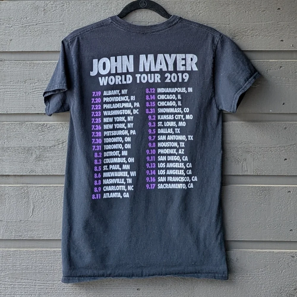 John Mayer World Tour 2019 Concert T-Shirt Size Small Black 100% Cotton